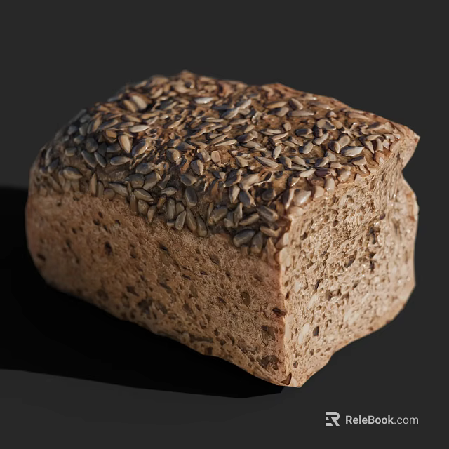 Nutritious Whole Grain Bread Loaf Topped With Sunflower Seeds And Crusty Texture 3d model 