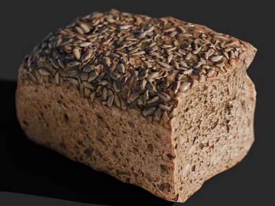 Nutritious Whole Grain Bread Loaf Topped With Sunflower Seeds And Crusty Texture 3d model