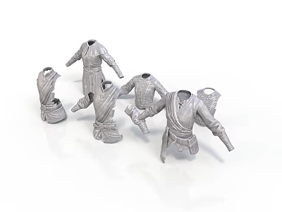 Ancient Silver Armor Parts Collection Featuring Helmet Chest Plate And Arm Guards 3d model