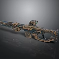 Futuristic Sci Fi Sniper Rifle Weapon With Detailed Metallic Blue Gold Accents And Scope