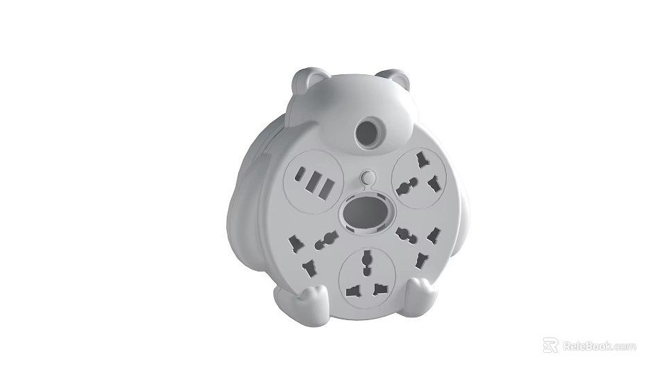 Cute Bear Shaped White Power Strip With Multiple Sockets And On Off Switch 3d model 