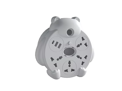 Cute Bear Shaped White Power Strip With Multiple Sockets And On Off Switch 3d model