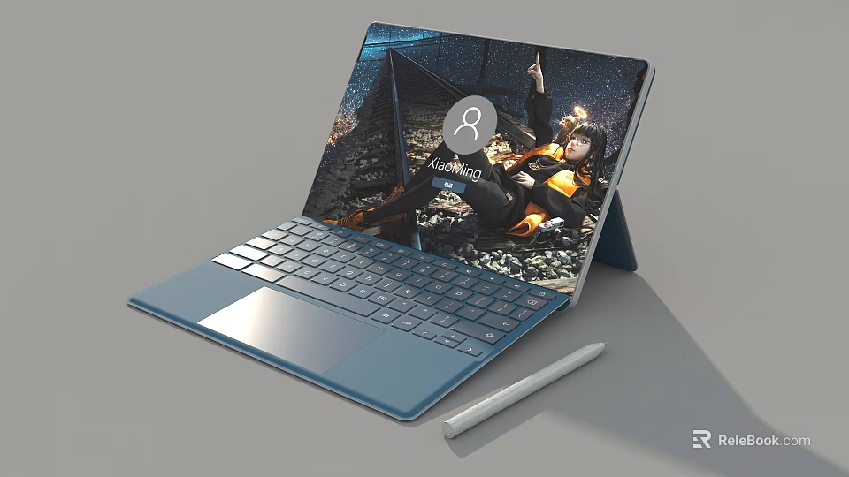 2 in 1 Laptop With Detachable Keyboard Stylus Pen And Starry Sky Screen 3d model 