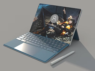 2 in 1 Laptop With Detachable Keyboard Stylus Pen And Starry Sky Screen 3d model