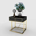 Modern Bedside Tables With Gold Accents Drawers And Decorative Items
