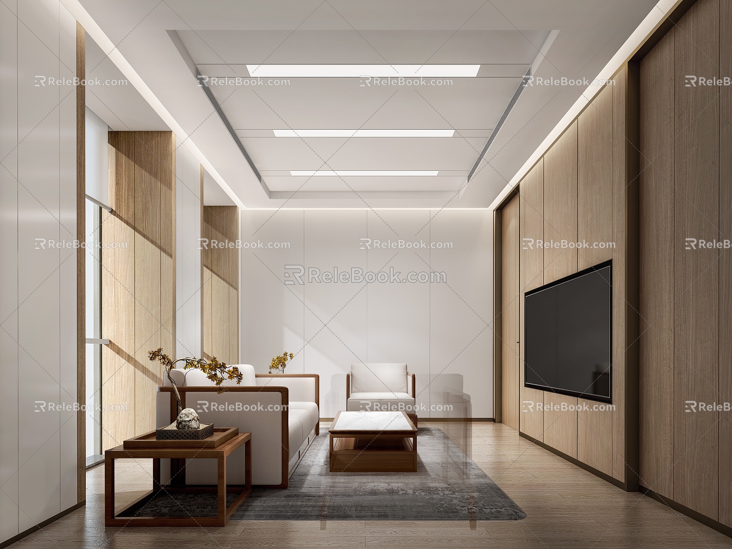 Modern Chinese Reception Room 3d model