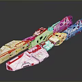 Futuristic Sci-Fi Spaceship Model With White Red Color And Detailed Design