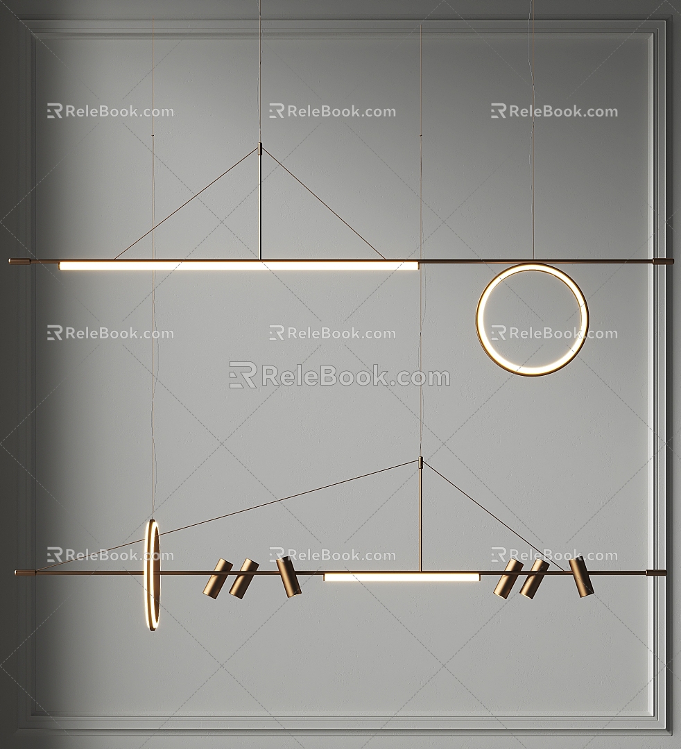 Modern Chandelier Metal Strip Chandelier Restaurant Chandelier Office Chandelier Bar Desk Chandelier Simple Art Chandelier 3d model