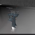 Ship Watch Tower Metal Structure With Platform Ladders Railings And Orange Indicators 3d model