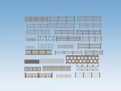 Various Fence Designs and Styles for Home Garden and Outdoor Use 3d model