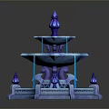 Blue Multi tiered Fountain Featuring Crystal Icy Design And Spire Ornaments