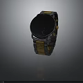 Elegant Modern Watch With Gold Blue Metal Strap And Dark Dial Fashion Accessory