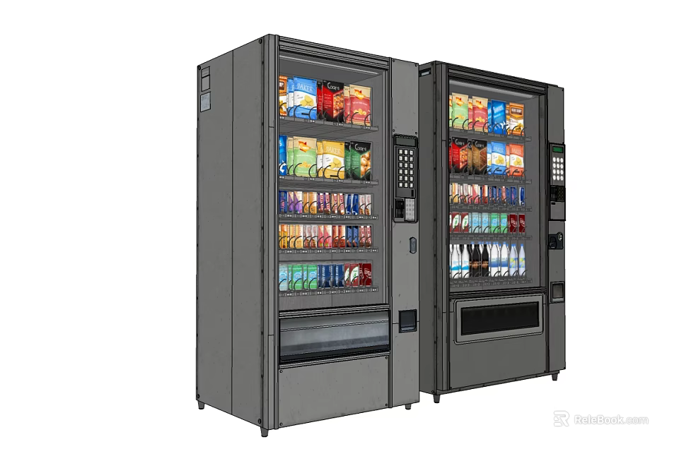Commercial Equipment Modern Vending Machines Offering Assorted Drinks And Snacks 3d model 