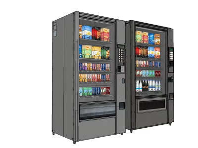 Commercial Equipment Modern Vending Machines Offering Assorted Drinks And Snacks 3d model