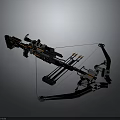 Advanced Crossbow Weapon With Transparent Frame And Metal Mechanical Components Including Arrows 3d model
