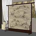 New Chinese Style Screen Partition 3d model