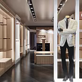 Modern Fashion Store Interior Design With Mannequin Display Racks Clothing And Logo