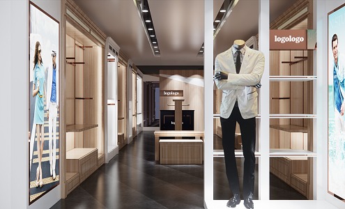 Modern Clothing Store Men's Clothing Store Display Cabinet Booth Island Flowing Water Table High and Low Belt Cabinet Tie Cabinet Cashier Display Beauty Chen 3d model