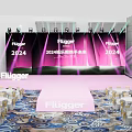 Elegant 2024 Flugger Brand Event Venue With Large LED Screen And Romantic Purple Stage Lighting