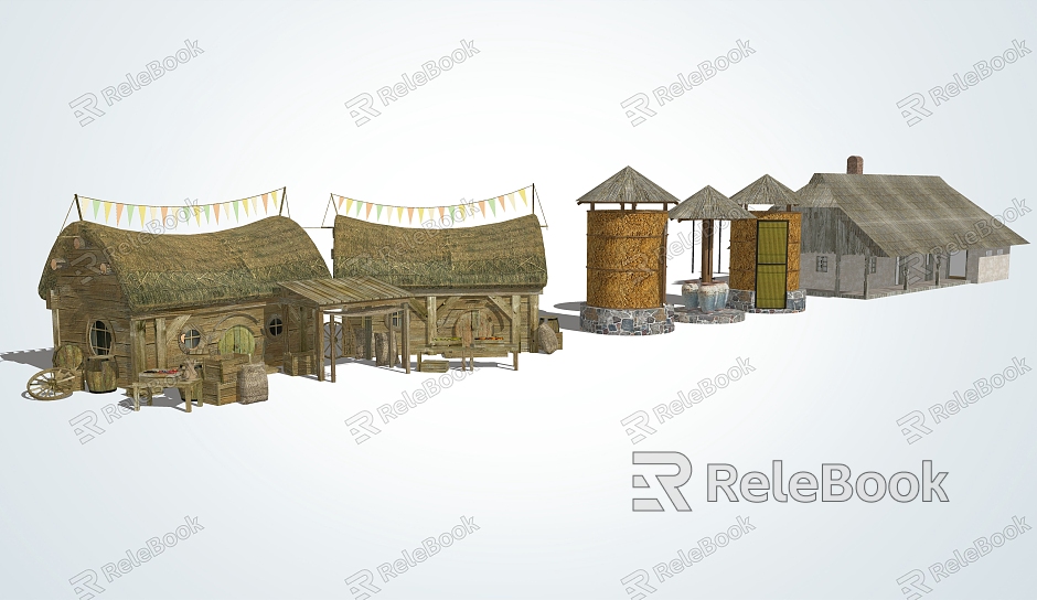 Chinese-style thatched house model