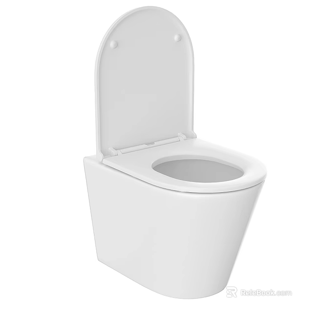 Modern White Toilet with Open Lid and Sleek Clean Design for Contemporary Bathroom 3d model 