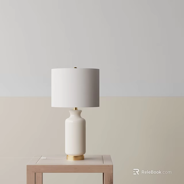 Elegant Modern Table Lamp With White Lampshade And Gold Base For Home Decor 3d model
