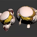 Two Big and Small Anime Characters Wearing Nurse Uniforms with Yellow Hair and Checkered Dresses