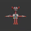 Red Clown Character With Spring Arms Legs Yellow Claws And Polka Dot Bowtie