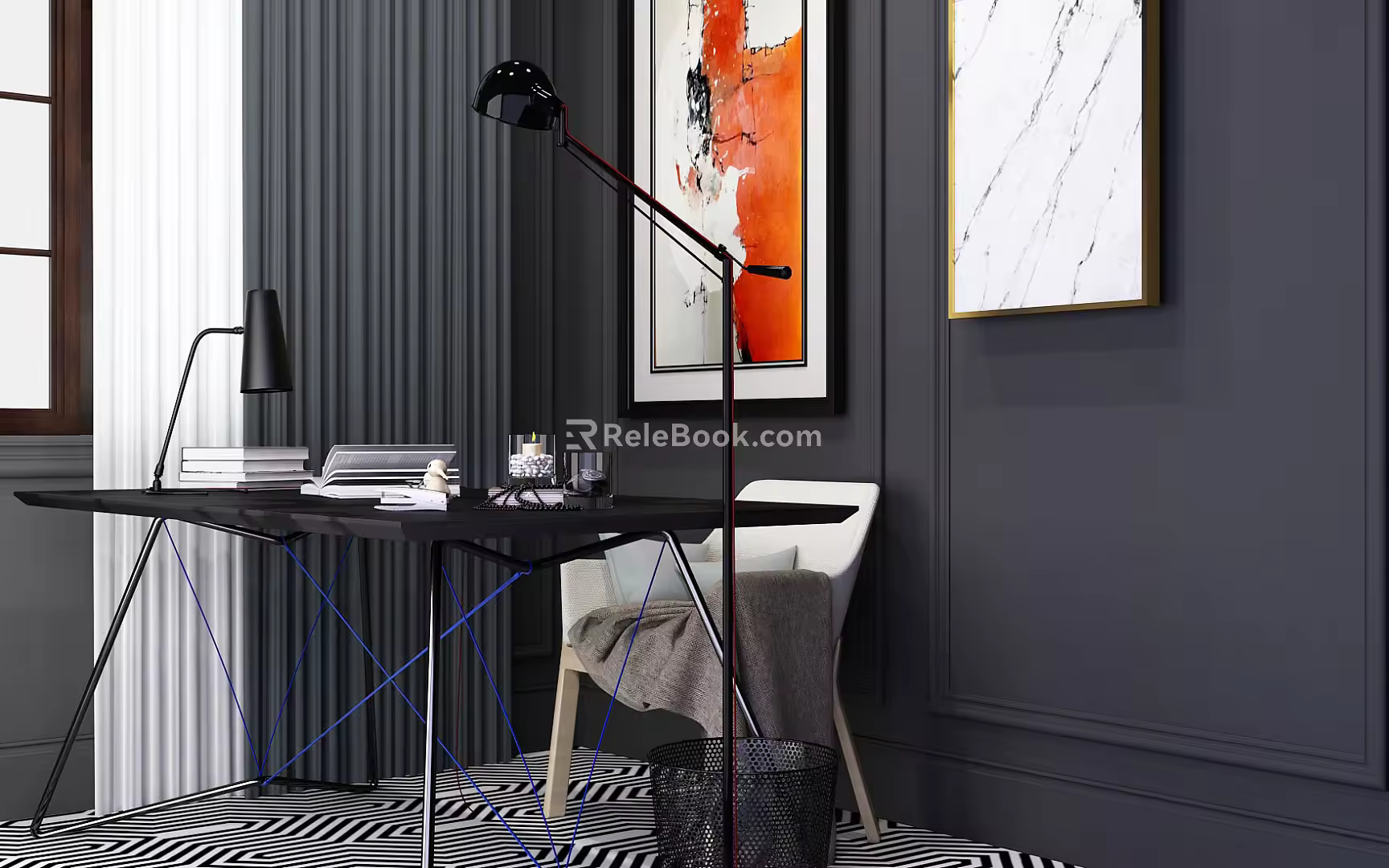 Modern Desk Chair Desk 3d model