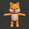 Cute Shiba Inu Plush Toy with Smiling Face Open Arms and Tongue Out Orange White