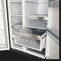 Open Side by Side Refrigerator Freezer with Spacious Stainless Steel Interior Compartments 3d model