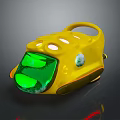 Modern Yellow Water Vehicle With Green Transparent Front and Circular Windows