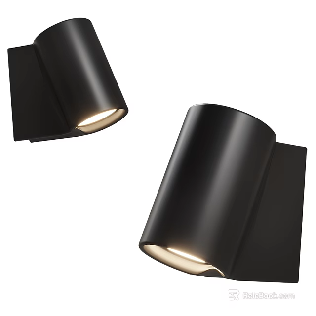Stylish Black Modern Wall Lamps With Minimalist Cylindrical Design And Warm Glow Lighting 3d model 