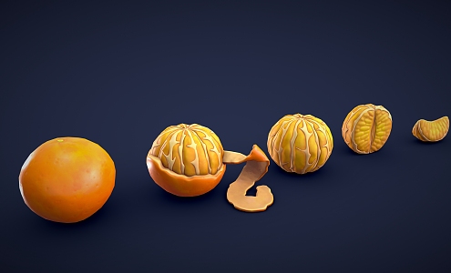 Cartoon orange citrus stylized orange cartoon fruit low poly fruit 3d model