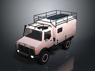 Light Colored Overland Camping Vehicle With Roof Rack And Side Windows 3d model