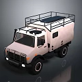 Light Colored Overland Camping Vehicle With Roof Rack And Side Windows