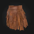 Fashionable Brown Leather Fringed Skirt with Unique Tassel Design Details