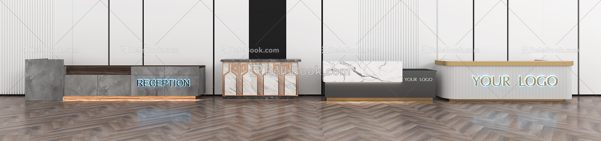 Modern Reception Desk Front Desk 3d model