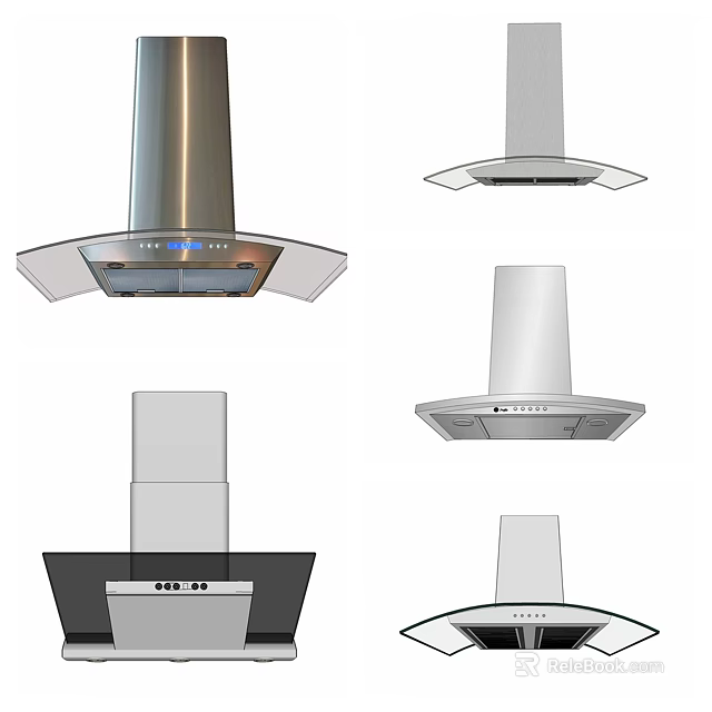 Modern Kitchen Range Hoods With Various Designs And Stainless Steel Finish 3d model 