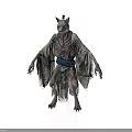 Mythical Werewolf Man in Tattered Robe With Blue Sash Standing Pose