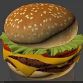 Delicious Hamburger With Sesame Seed Bun Lettuce Tomato Cheese And Beef Patty