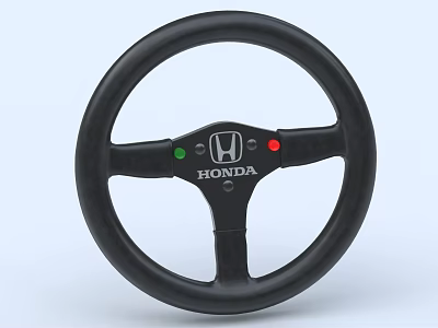 Honda Black Steering Wheel With Circular Design And Red Green Control Buttons 3d model