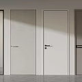 Modern Hinged Doors With Various Designs Glass Panel And Solid Color Handles 3d model