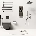 Modern Bathroom With Wall Mounted Toilet Shower Head Towel Rack And Slippers