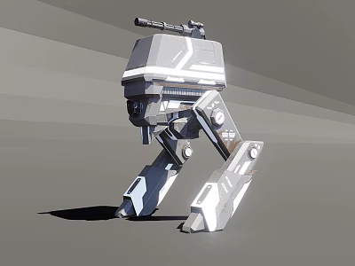Futuristic Mechanical Weapon With Cannon And Robotic Legs In Gray Design 3d model