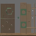 Wooden Cat Tree with Green Hole Design Platforms Spiral Pole and Hanging Balls for Cats
