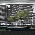 Modern High Rise Residential Buildings With Glass Curtain Walls Balconies Green Spaces And Roadways