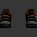 Casual Black Shoes With Orange Lining Brown Straps Gray Mesh And Thick Sole