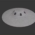 Disc Shaped Metallic Spacecraft With Central Dome And Observation Windows For Cosmic Exploration