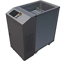Industrial Equipment With Vertical Design Gray Enclosure Transparent Top Cover Control Panel And Mobile Wheels